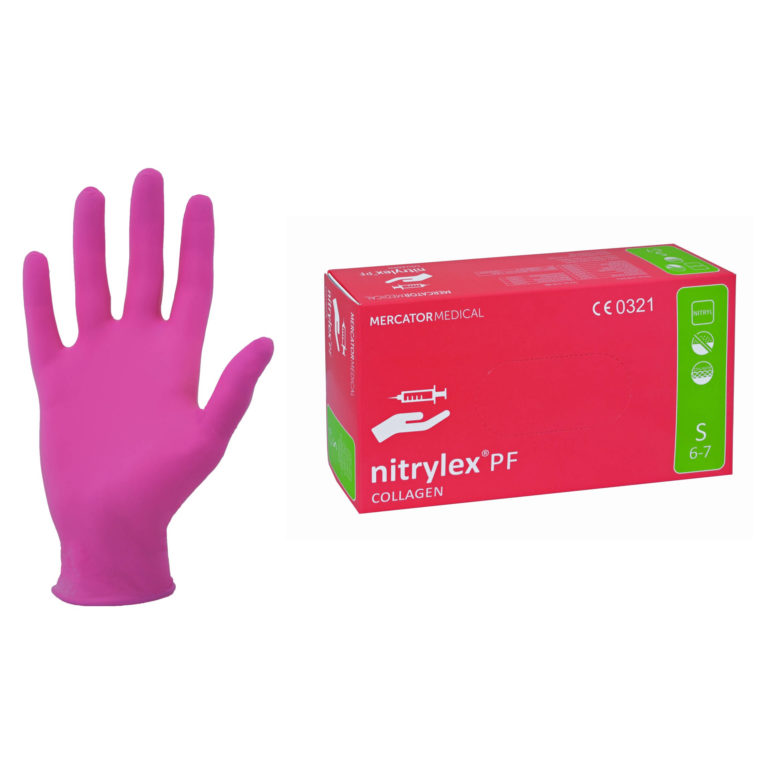 Rękawice Nitrylowe  różowe z kolagenem